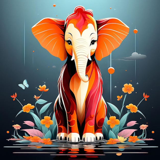 Vector ilustración de un elefante lindo en el agua