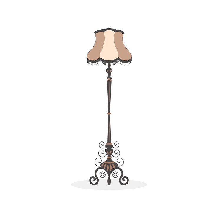 Vector ilustración elegante de la decoración del hogar con lámpara de piso