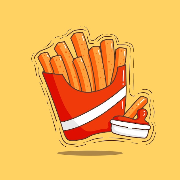 Ilustración elegante del diseño de las papas fritas