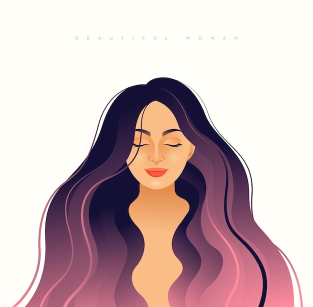 Vector ilustración de una elegante mujer joven con cabello largo