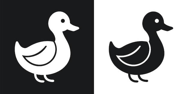 Ilustración elegante de pato en blanco y negro que muestra conceptos de diseño de espacio positivos y negativos