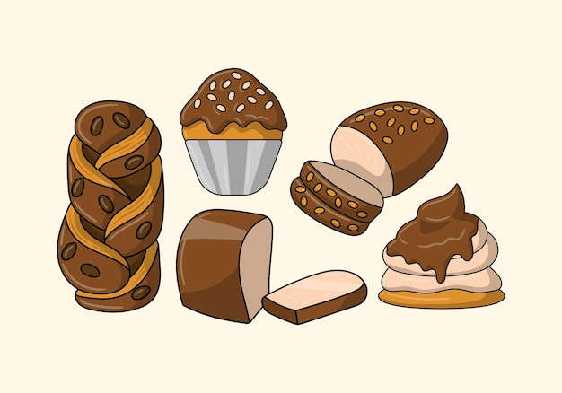 Ilustración del elemento de chocolate de pan de panadería