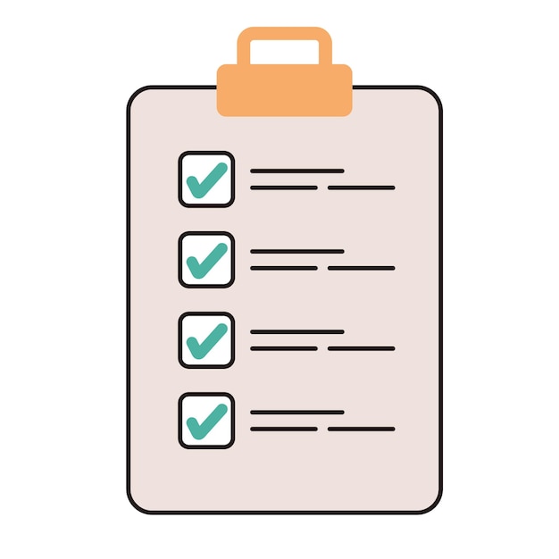 Ilustración del elemento de diseño de la casilla de verificación del tablero del portapapeles de la lista de verificación