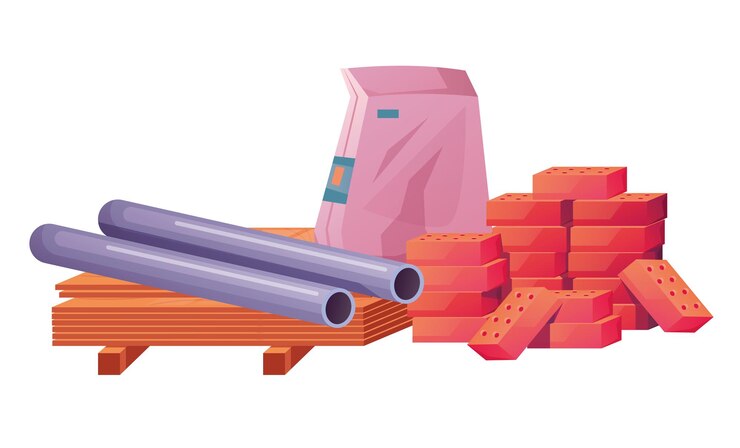 Vector ilustración de elemento de diseño de dibujos animados planos de colección de conjunto aislado de materiales de construcción