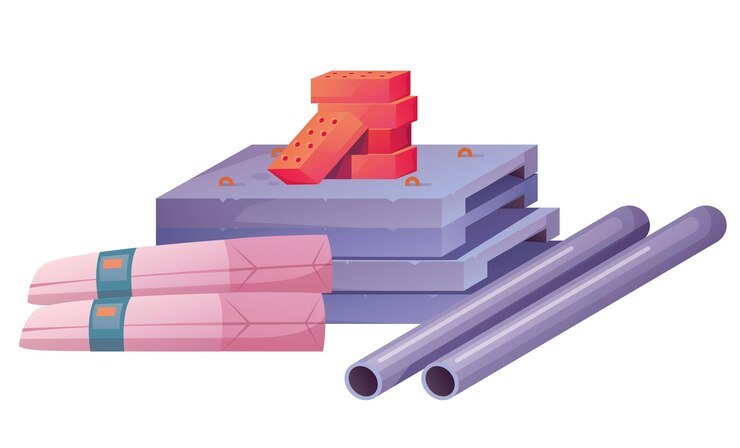Vector ilustración de elemento de diseño de dibujos animados planos de colección de conjunto aislado de materiales de construcción