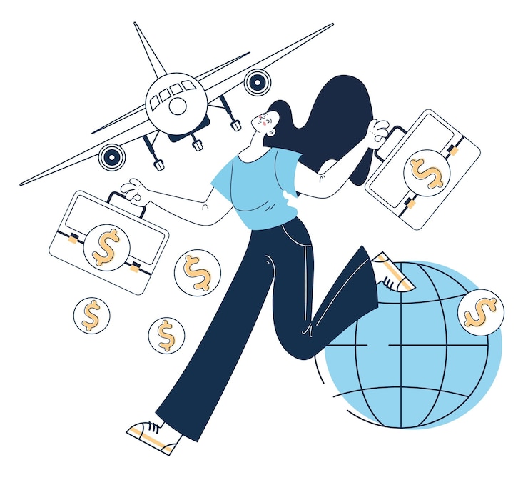 Vector ilustración de elemento de diseño gráfico plano de concepto de composición de migración ocupacional