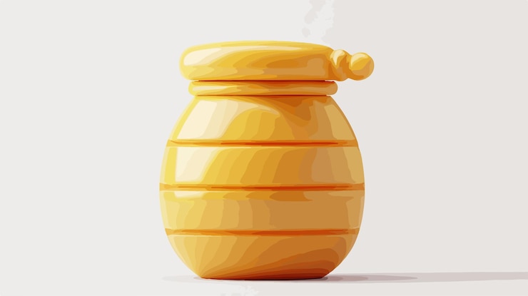 Vector ilustración del elemento de la jarra de miel 3d fondo vibrante y dulce