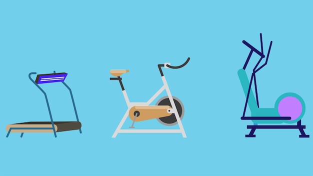 Ilustración de elementos aislados de equipos de gimnasio y deportes