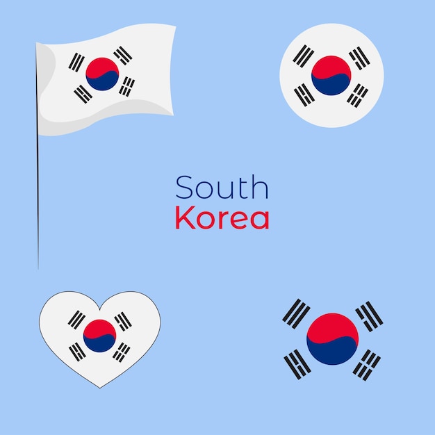 Vector ilustración de elementos de bandera de corea del sur