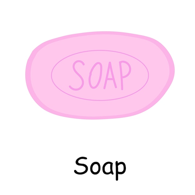 Ilustración de elementos de baño pieza de jabón de manos rosa Ilustración de baño