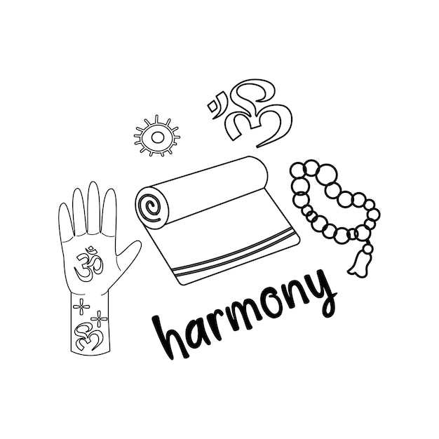 Ilustración de los elementos del esquema del yoga Armonía