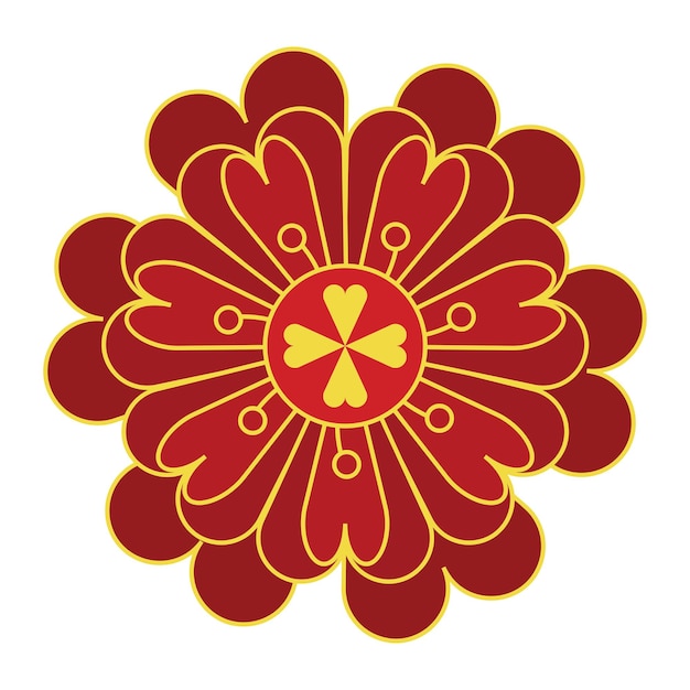 Ilustración de elementos de flores vectoriales chinas rojas