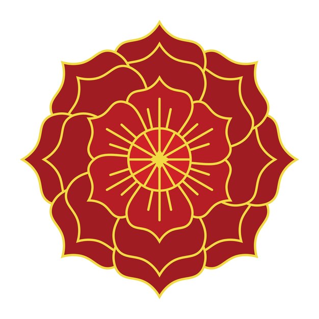 Ilustración de elementos de flores vectoriales chinas rojas