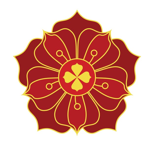 Ilustración de elementos de flores vectoriales chinas rojas