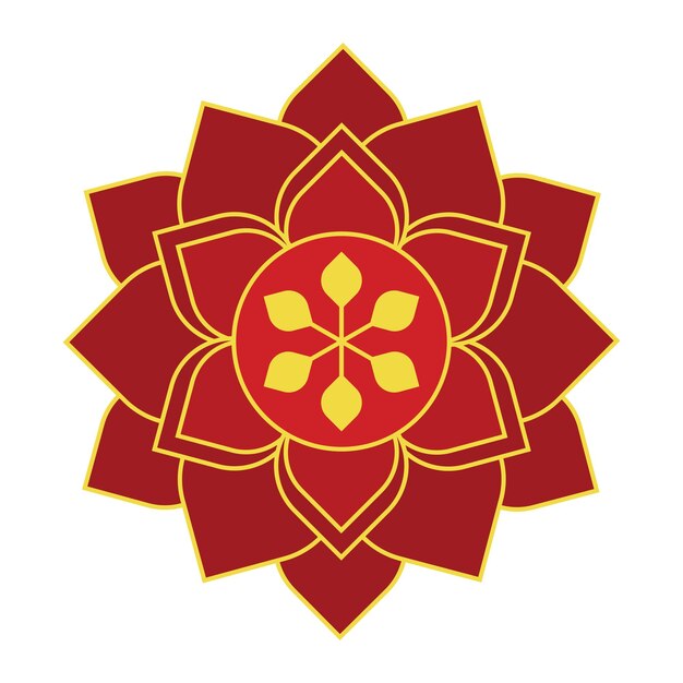 Ilustración de elementos de flores vectoriales chinas rojas