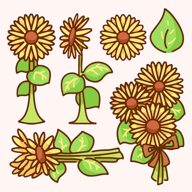 Ilustración de los elementos de girasol
