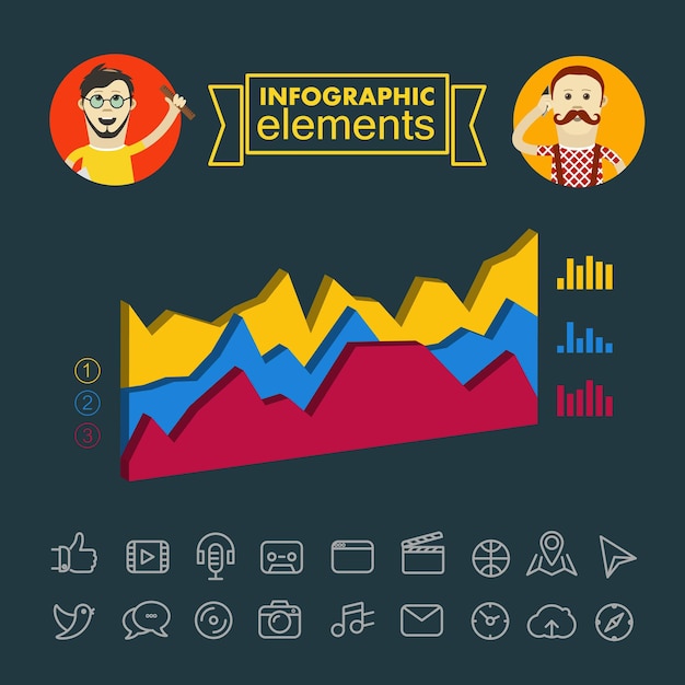 Ilustración de elementos infográficos de negocios Clipart vectorial