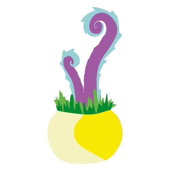 Ilustración de elementos de la naturaleza de vector aislados en fondo blanco Floral Arte de diseño plano Monstruo color Fantastic Botany personaje para App Book Card Print