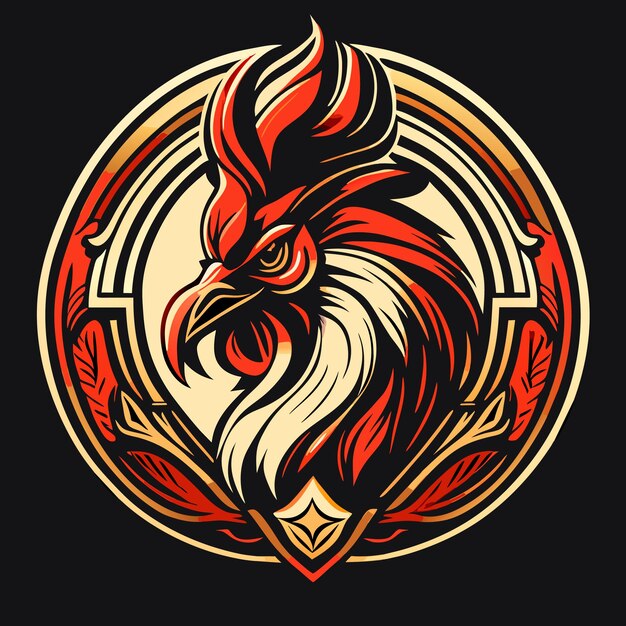 Ilustración del emblema del gallo vintage