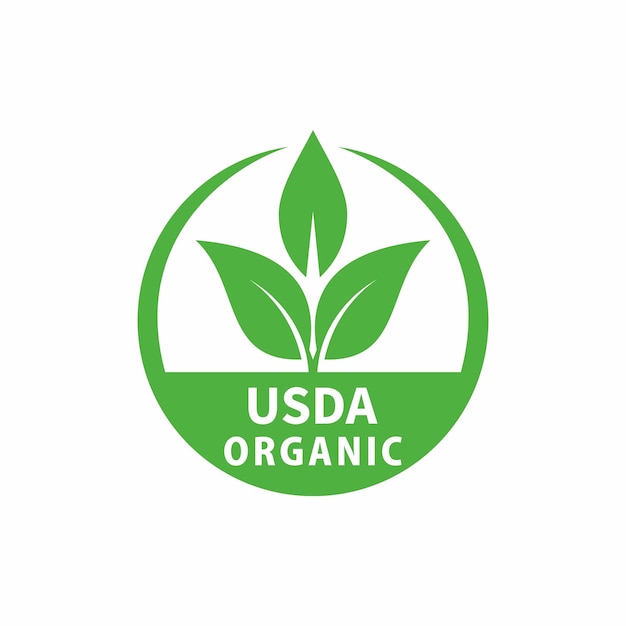 Ilustración de emblema verde orgánico usda sobre fondo blanco