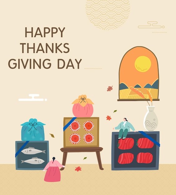 Ilustración emergente del evento de compras del Día de Acción de Gracias de Corea