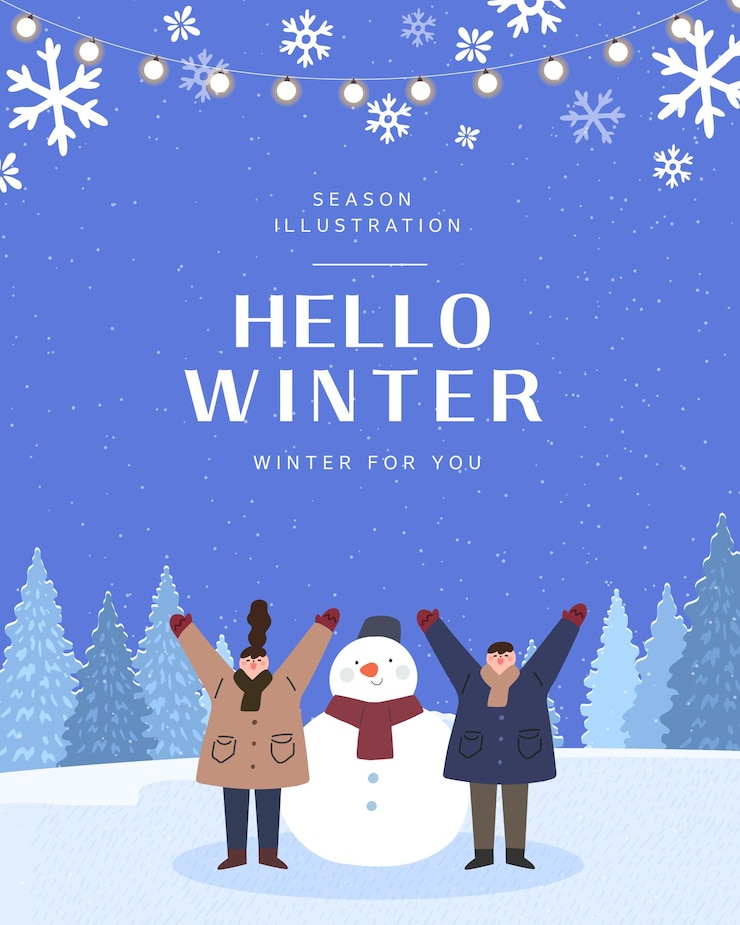 Vector ilustración emocional de invierno web banner popup