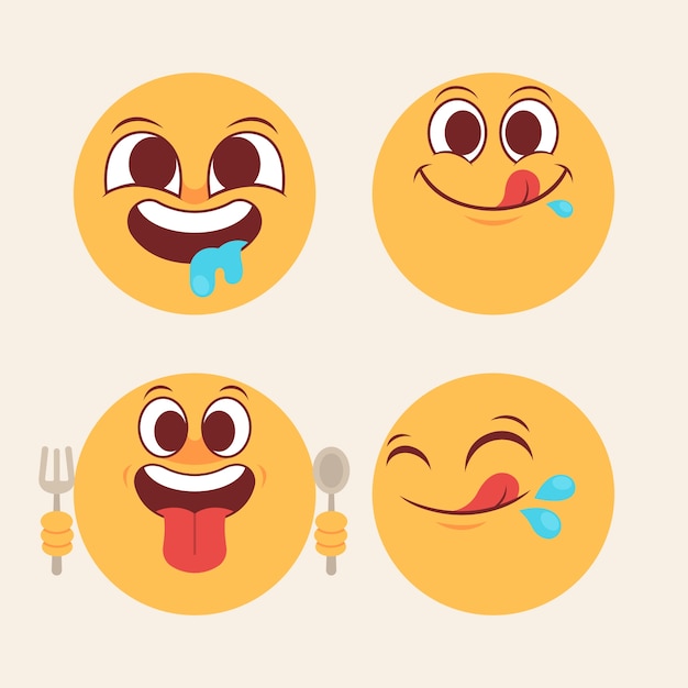 Vector ilustración de emoji de diseño plano y hambriento