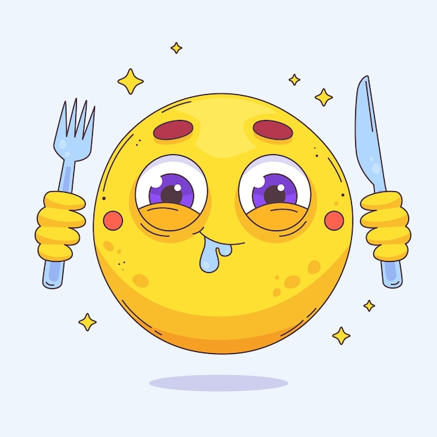 Ilustración de emoji de diseño plano y hambriento