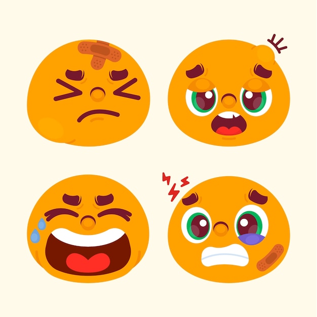 Vector ilustración de emoji de dolor de diseño plano