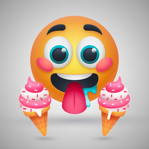 Ilustración de un emoji hambriento