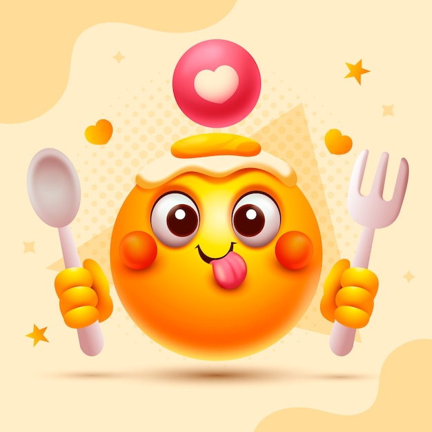 Vector ilustración de emojis con gradiente hambriento