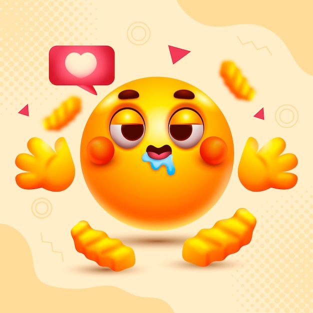 Vector ilustración de emojis con gradiente hambriento