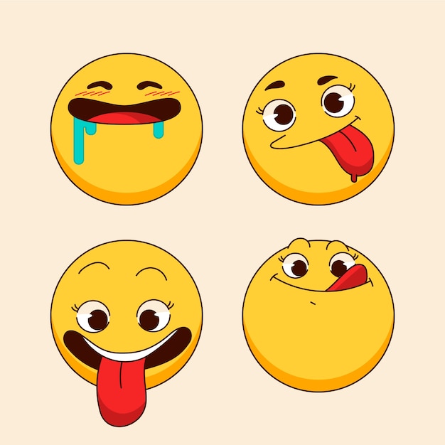Ilustración de emojis hambrientos dibujados a mano