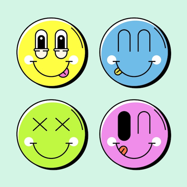 Vector ilustración de emojis sonrientes coloridos y lindos