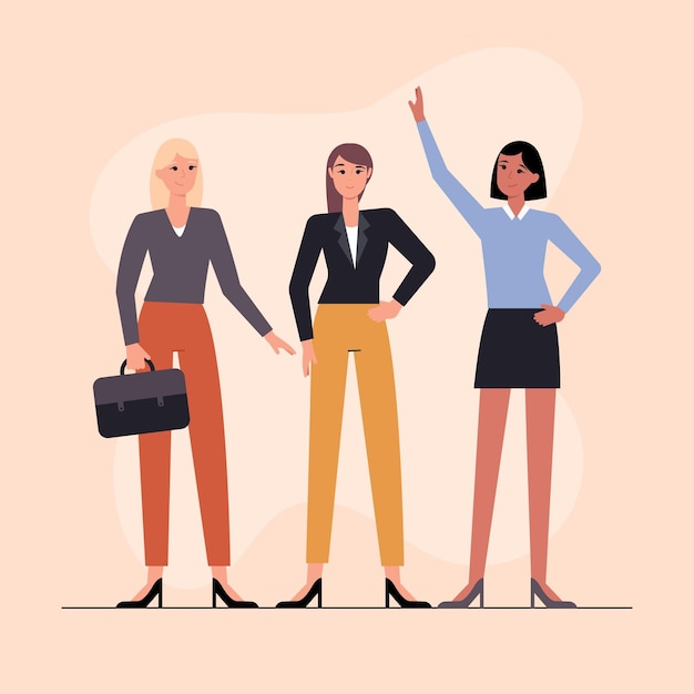Ilustración de emprendedoras confiadas dibujadas a mano plana