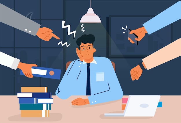 Ilustración de empresario con exceso de trabajo