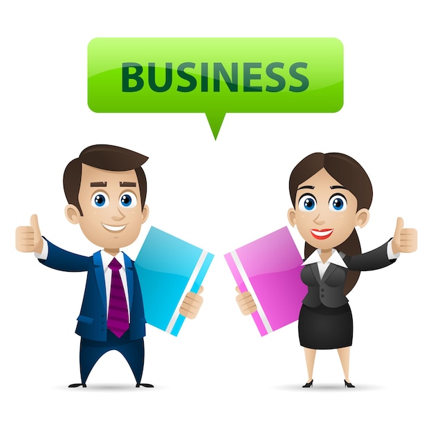 Ilustración empresario y mujer de negocios mostrando los pulgares para arriba, formato eps 10