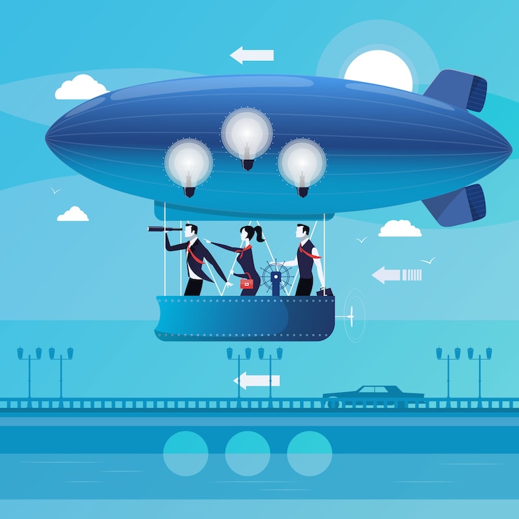 Vector ilustración de empresarios con nuevas ideas