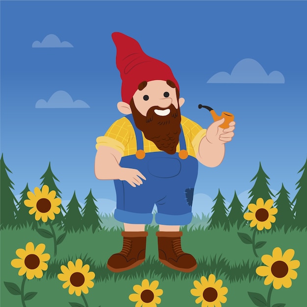 Ilustración de enano de diseño plano