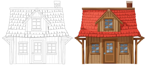 Ilustración de una encantadora casa de madera