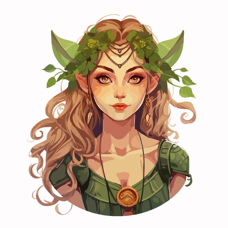Vector ilustración encantadora de un elfo femenino sobre un fondo blanco