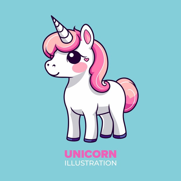 Ilustración encantadora de unicornio Icono plano perfecto para tarjetas de amplificador de decoración