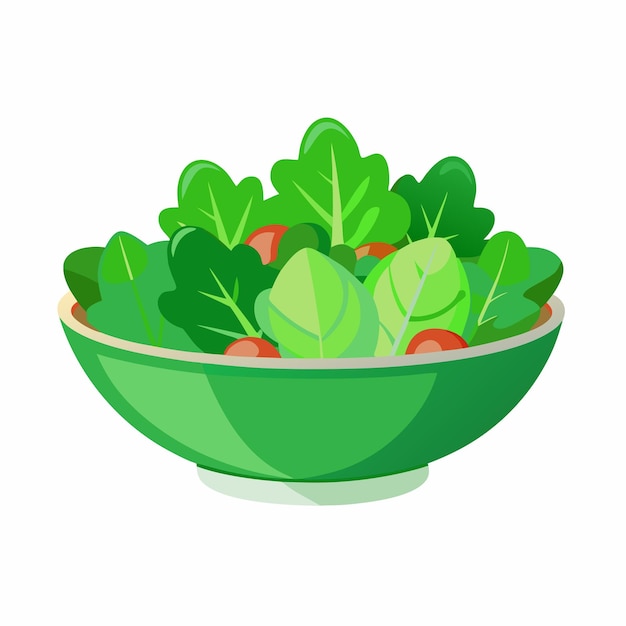 Ilustración de ensalada vectorial fresca y crujiente aislada sobre un fondo blanco