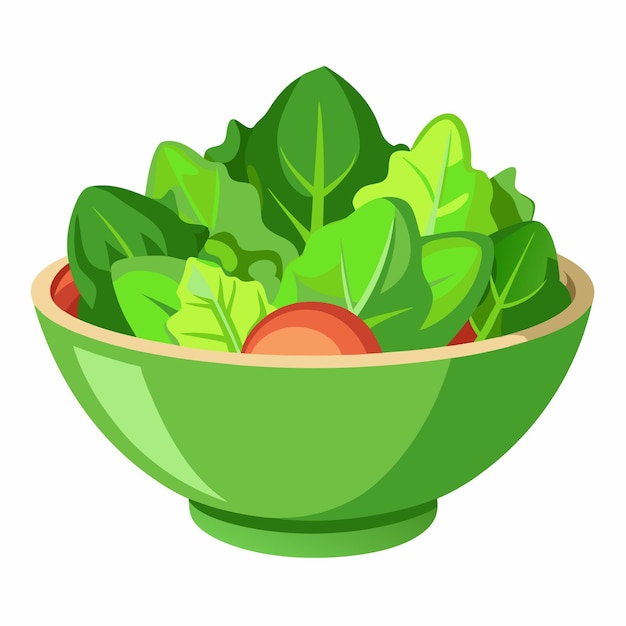 Ilustración de ensalada vectorial fresca y crujiente aislada sobre un fondo blanco
