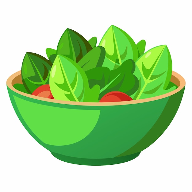 Ilustración de ensalada vectorial fresca y crujiente aislada sobre un fondo blanco