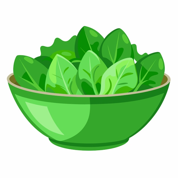 Ilustración de ensalada vectorial fresca y crujiente aislada sobre un fondo blanco
