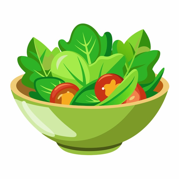 Ilustración de ensalada vectorial fresca y crujiente aislada sobre un fondo blanco