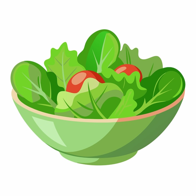 Ilustración de ensalada vectorial fresca y crujiente aislada sobre un fondo blanco