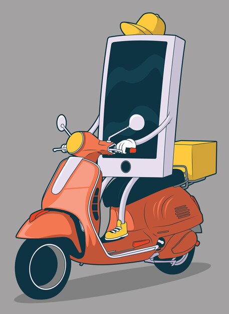 Ilustración de entrega de comida de smartphone. Comida, publicidad, concepto de diseño para llevar.