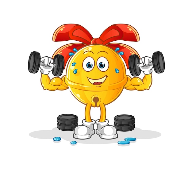 Ilustración de entrenamiento con pesas de cascabel. vector de personaje